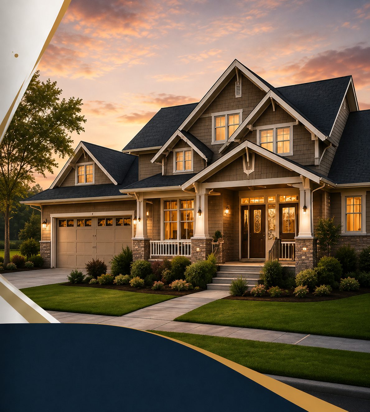 HouseWell home exterior at dusk